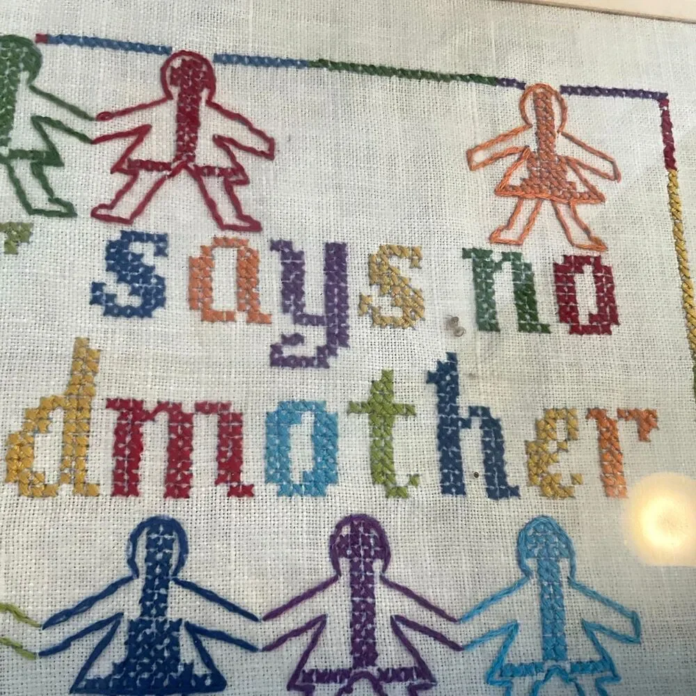 Vintage Cross stitch If Mother says no ask grandmother so cute framed/glass